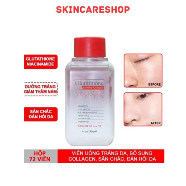Viên Uống Dưỡng Trắng Angel's Liquid Glutathione Oneday Collagen 72 Viên