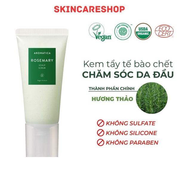 Muối Tẩy Tế Bào Chết Da Đầu Aromatica Rosemary Scalp Scrub 165G