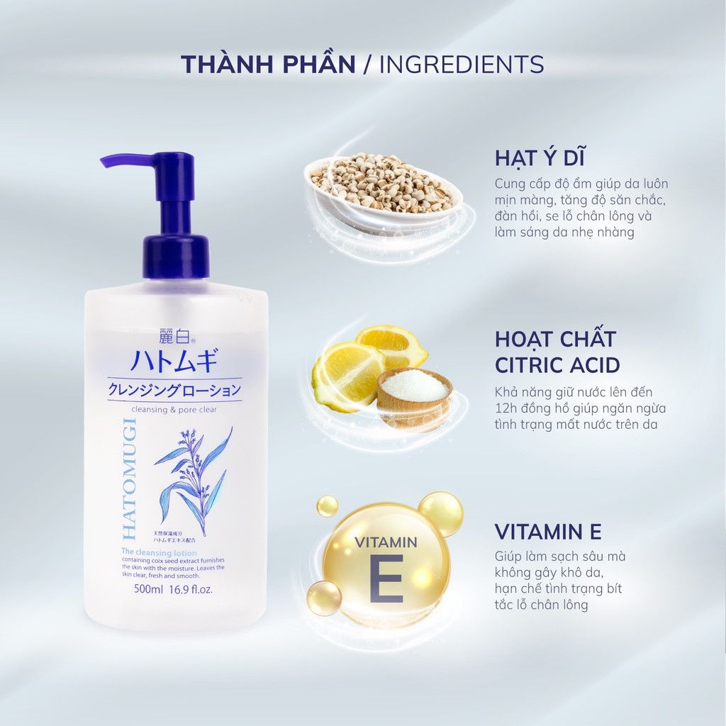 Nước tẩy trang Hatomugi Cleansing & Pore Clear 500mlNước tẩy trang Hatomugi  Cleansing & Pore Clear 500ml – SKINCARESHOP.VN