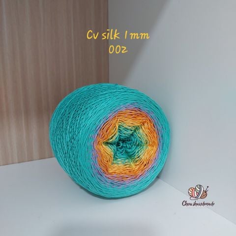 Cầu vồng sợi Silk, cỡ 1.0mm, 300g, dòng bánh, đan móc áo, váy, khăn