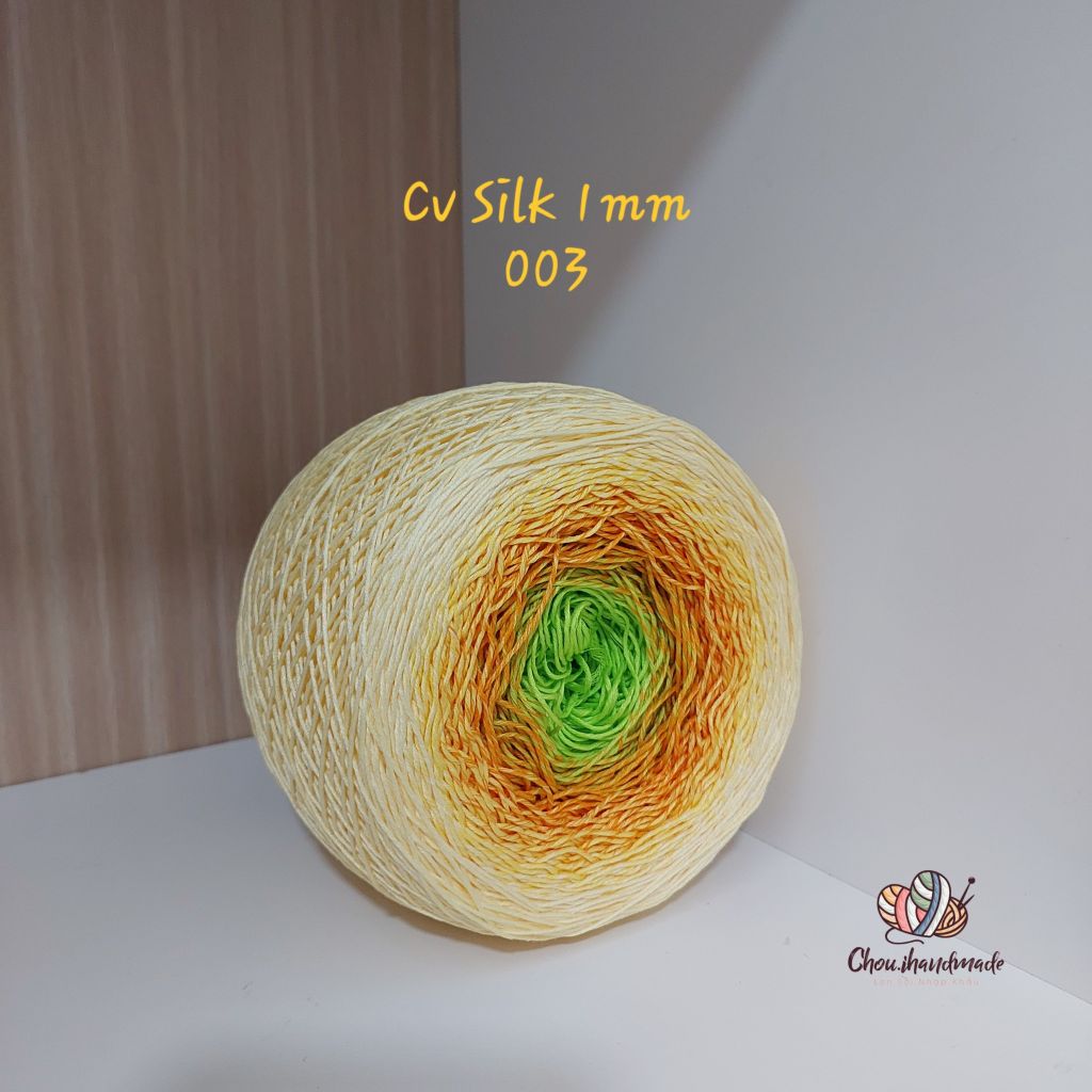 Cầu vồng sợi Silk, cỡ 1.0mm, 300g, dòng bánh, đan móc áo, váy, khăn