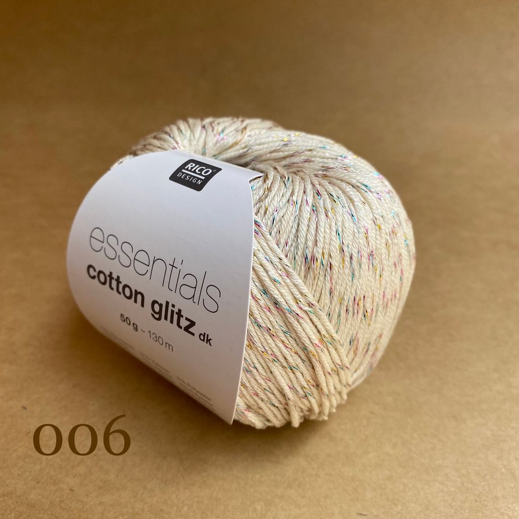 Sợi cotton visco Essentials Cotton Glitz DK phẩy nhập khẩu từ Rico Design, đan móc áo, váy, đầm