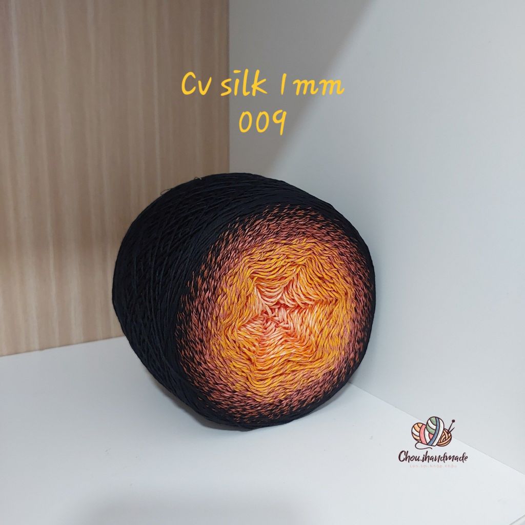 Cầu vồng sợi Silk, cỡ 1.0mm, 300g, dòng bánh, đan móc áo, váy, khăn