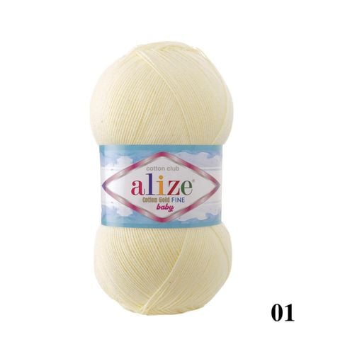 Len hè Cotton Gold Fine Baby nhập khẩu từ Alize Yarns, dành cho bé, đan móc áo, váy