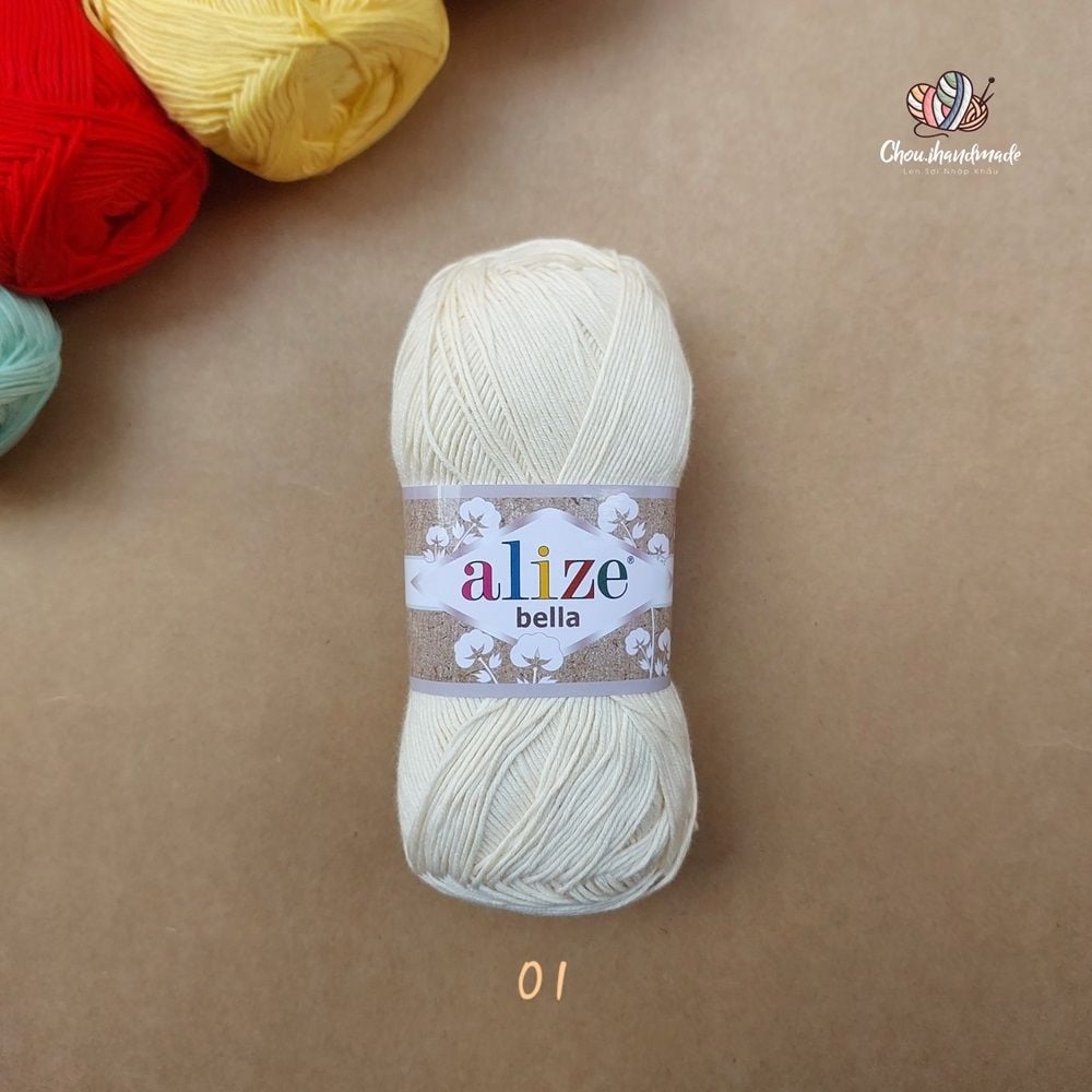 Sợi cotton hè trơn Bella nhập khẩu từ Alize Yarns đan móc áo, váy, khăn hè, mềm mại và mát