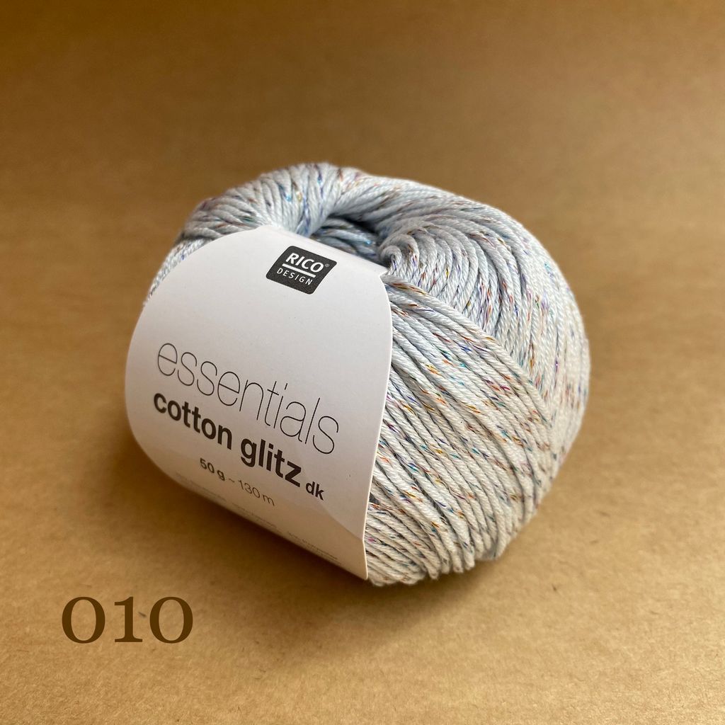 Sợi cotton visco Essentials Cotton Glitz DK phẩy nhập khẩu từ Rico Design, đan móc áo, váy, đầm