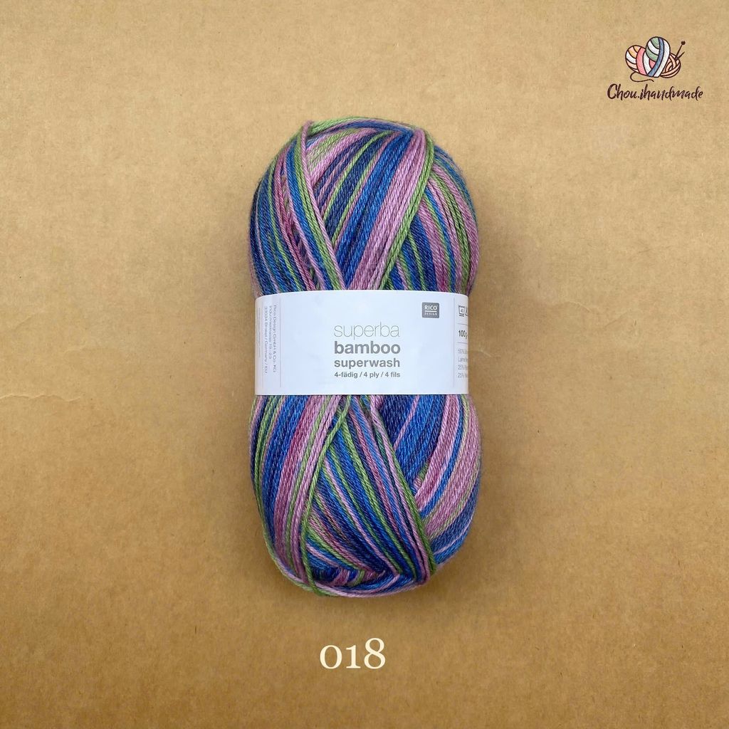 Len Superba Bamboo Superwash nhập từ Rico Design, đan móc áo, vớ