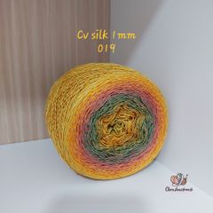 Cầu vồng sợi Silk, cỡ 1.0mm, 300g, dòng bánh, đan móc áo, váy, khăn