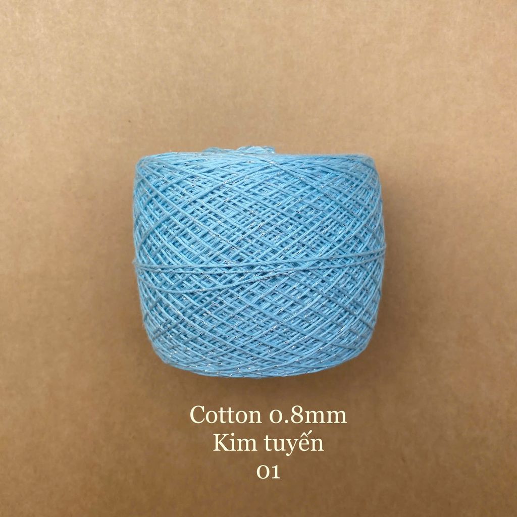 Sợi Cotton 0.8mm, kim tuyến, đan móc áo, váy, khăn
