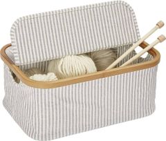 Hộp đựng len có nắp bằng vải cotton khung tre, nhập từ Prym