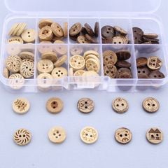 Hộp cúc gỗ, nhiều họa tiết, Chou.ihandmade