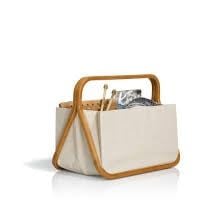 Giỏ đựng len gập xếp bằng vải Cotton khung tre màu natural nhập từ Prym