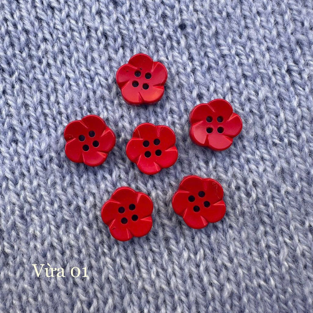 Gói 6 cúc áo 1.4cm, hình hoa, nhiều màu - Chou.ihandmade
