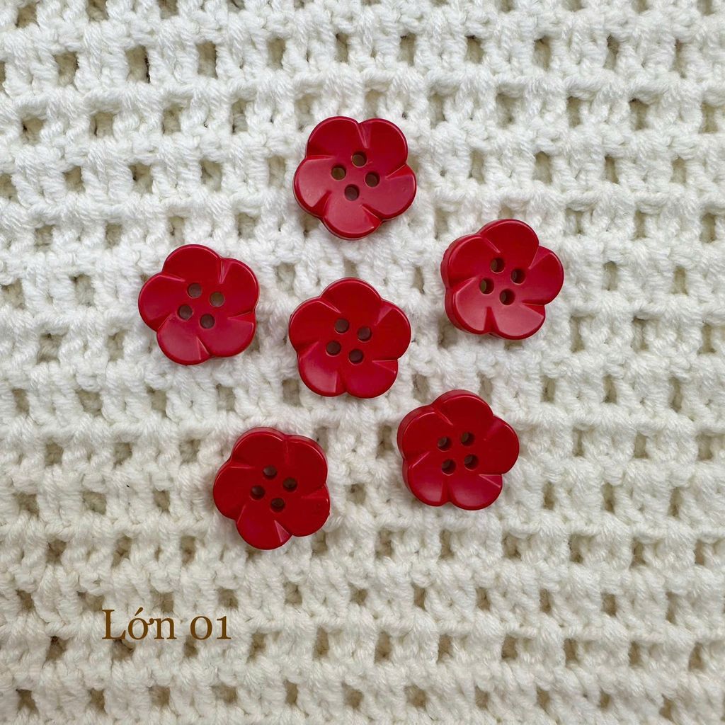 Gói 6 cúc áo 1.6cm, hình hoa, nhiều màu - Chou.ihandmade