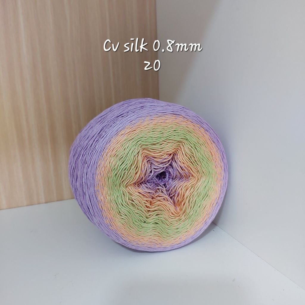 Cầu vồng Silk 0.8mm, 300g, dòng bánh, Chouihandmade, đan móc áo, váy, khăn