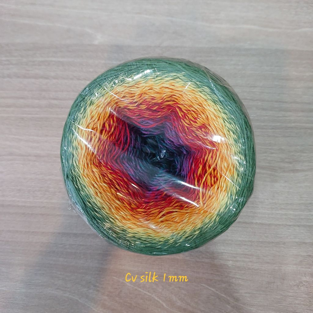 Cầu vồng sợi Silk, cỡ 1.0mm, 300g, dòng bánh, đan móc áo, váy, khăn