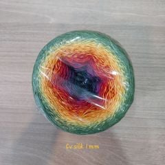 Cầu vồng sợi Silk, cỡ 1.0mm, 300g, dòng bánh, đan móc áo, váy, khăn