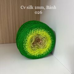 Cầu vồng sợi Silk, cỡ 1.0mm, 300g, dòng bánh, đan móc áo, váy, khăn