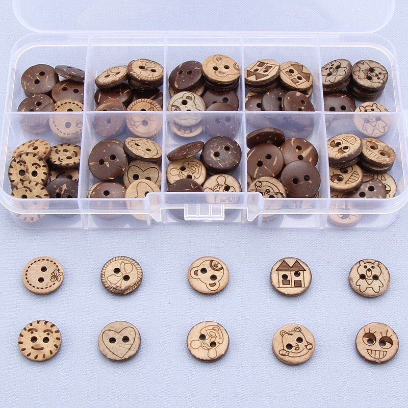 Hộp cúc gỗ, nhiều họa tiết, Chou.ihandmade