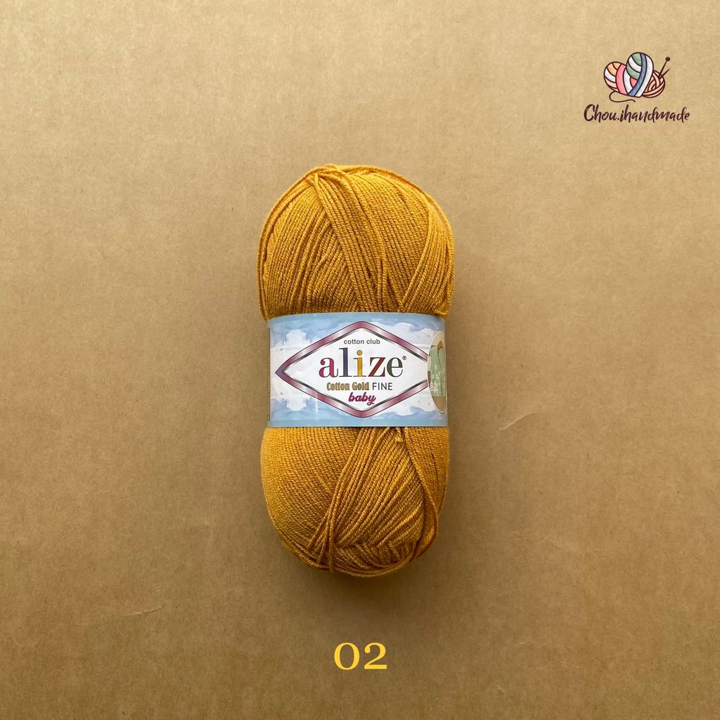 Len hè Cotton Gold Fine Baby nhập khẩu từ Alize Yarns, dành cho bé, đan móc áo, váy
