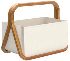 Giỏ đựng len gập xếp bằng vải Cotton khung tre màu natural nhập từ Prym