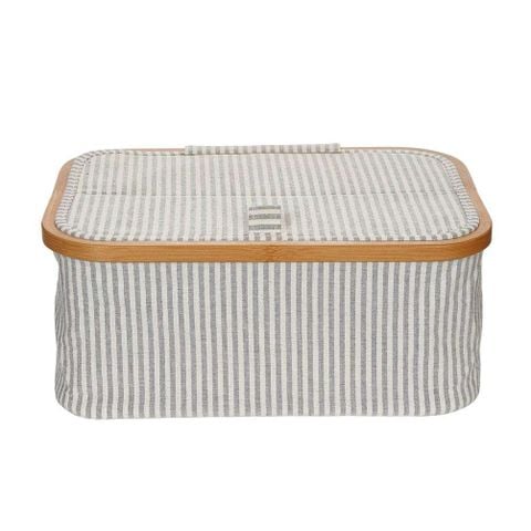 Hộp đựng len có nắp bằng vải cotton khung tre, nhập từ Prym
