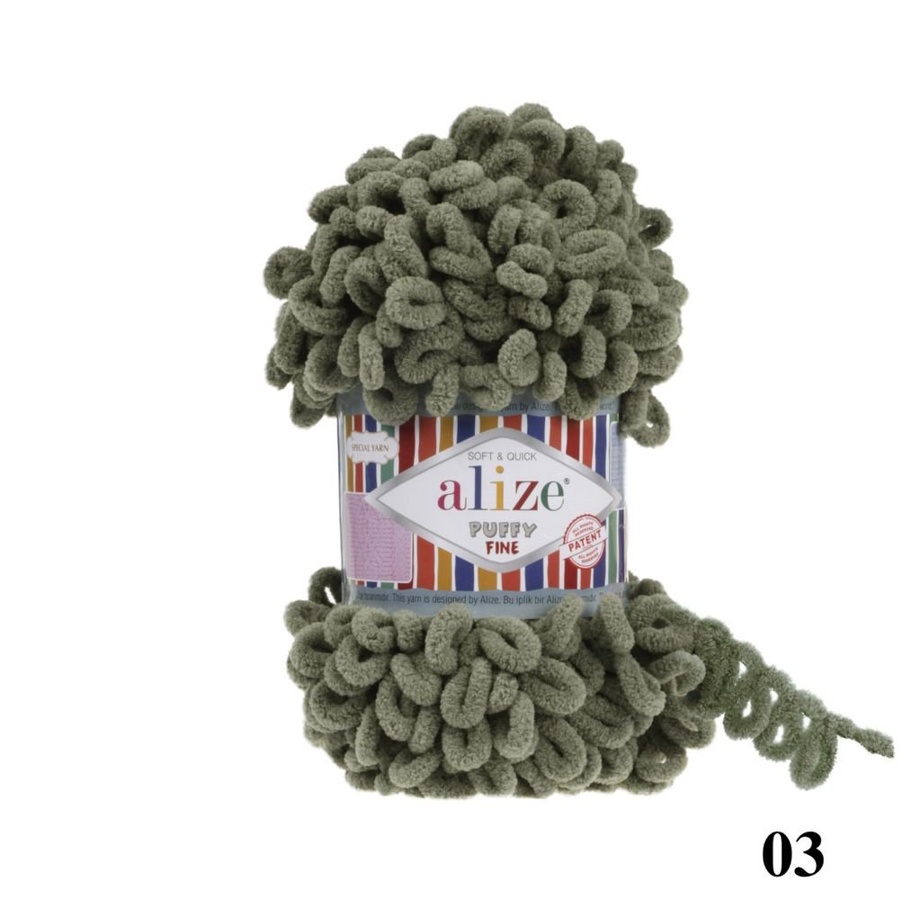 Cuộn len tết bằng tay Puffy Fine hãng Alize Yarns tết áo, khăn, vỏ gối, chăn, thảm, túi