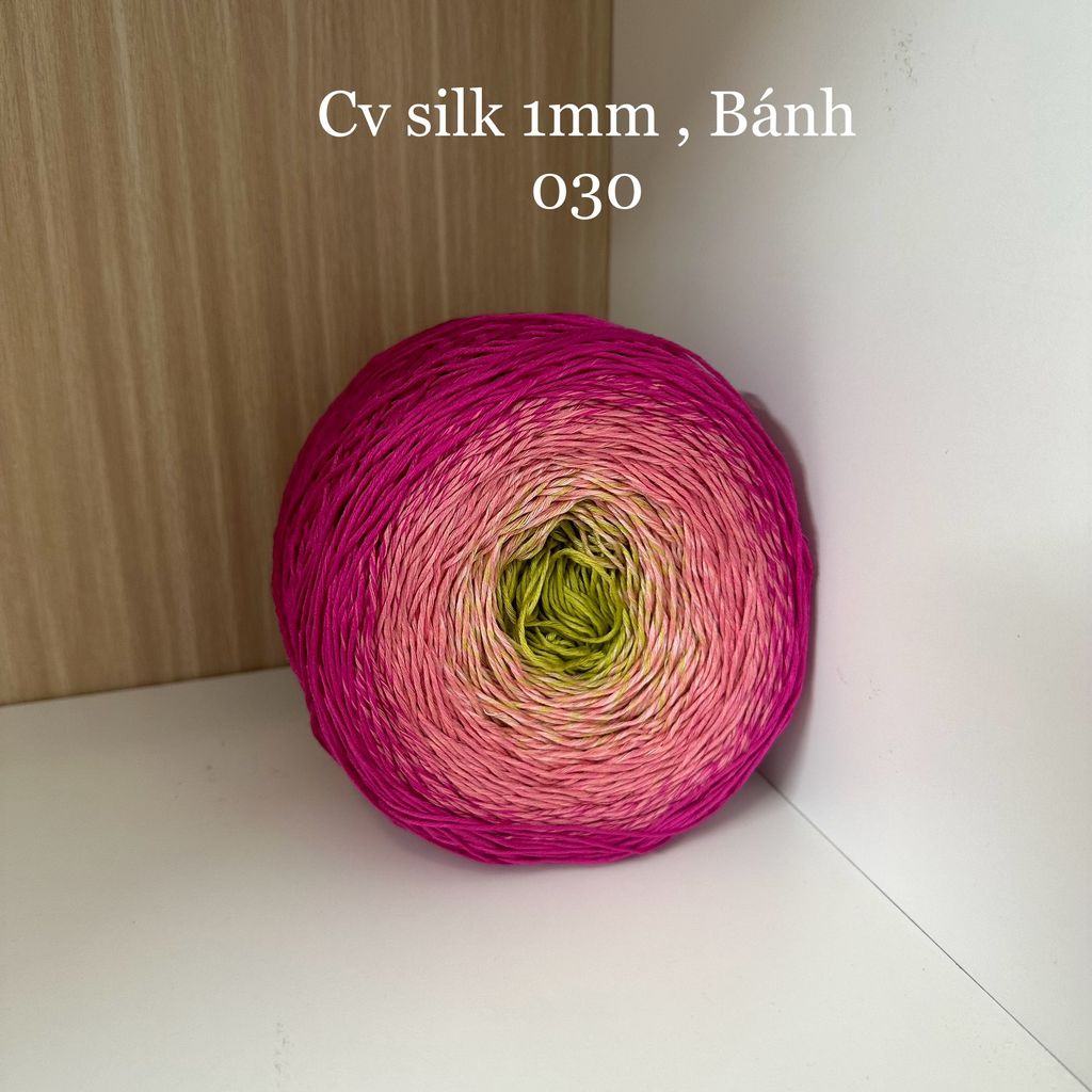 Cầu vồng sợi Silk, cỡ 1.0mm, 300g, dòng bánh, đan móc áo, váy, khăn