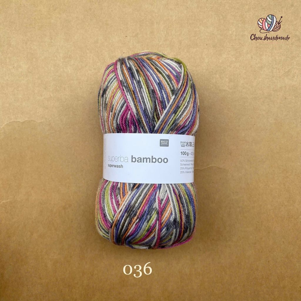 Len Superba Bamboo Superwash nhập từ Rico Design, đan móc áo, vớ