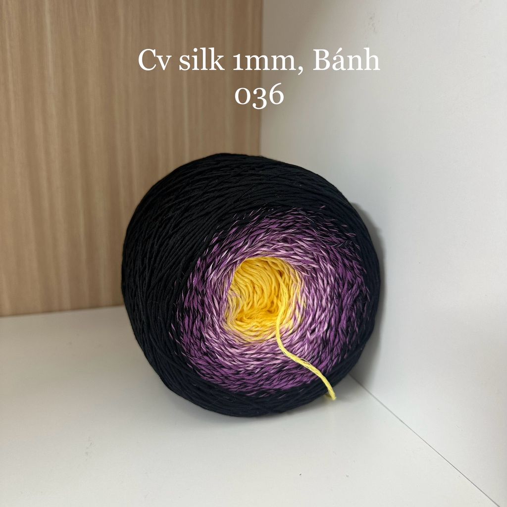Cầu vồng sợi Silk, cỡ 1.0mm, 300g, dòng bánh, đan móc áo, váy, khăn