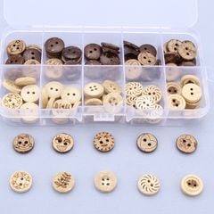 Hộp cúc gỗ, nhiều họa tiết, Chou.ihandmade