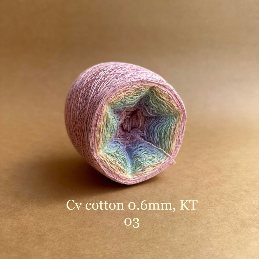 Sợi cầu vồng Cotton 0.6mm, kim tuyến