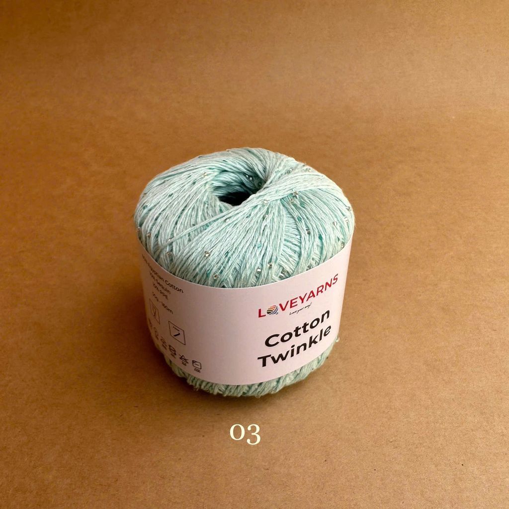 Sợi lấp lánh Cotton Twinkle nhập từ Loveyarns, đan móc áo, váy, khăn