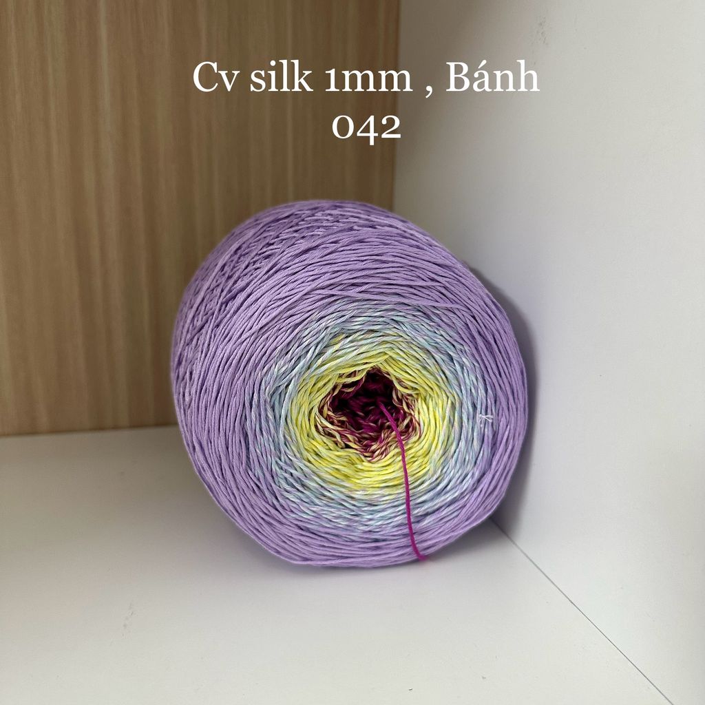 Cầu vồng sợi Silk, cỡ 1.0mm, 300g, dòng bánh, đan móc áo, váy, khăn