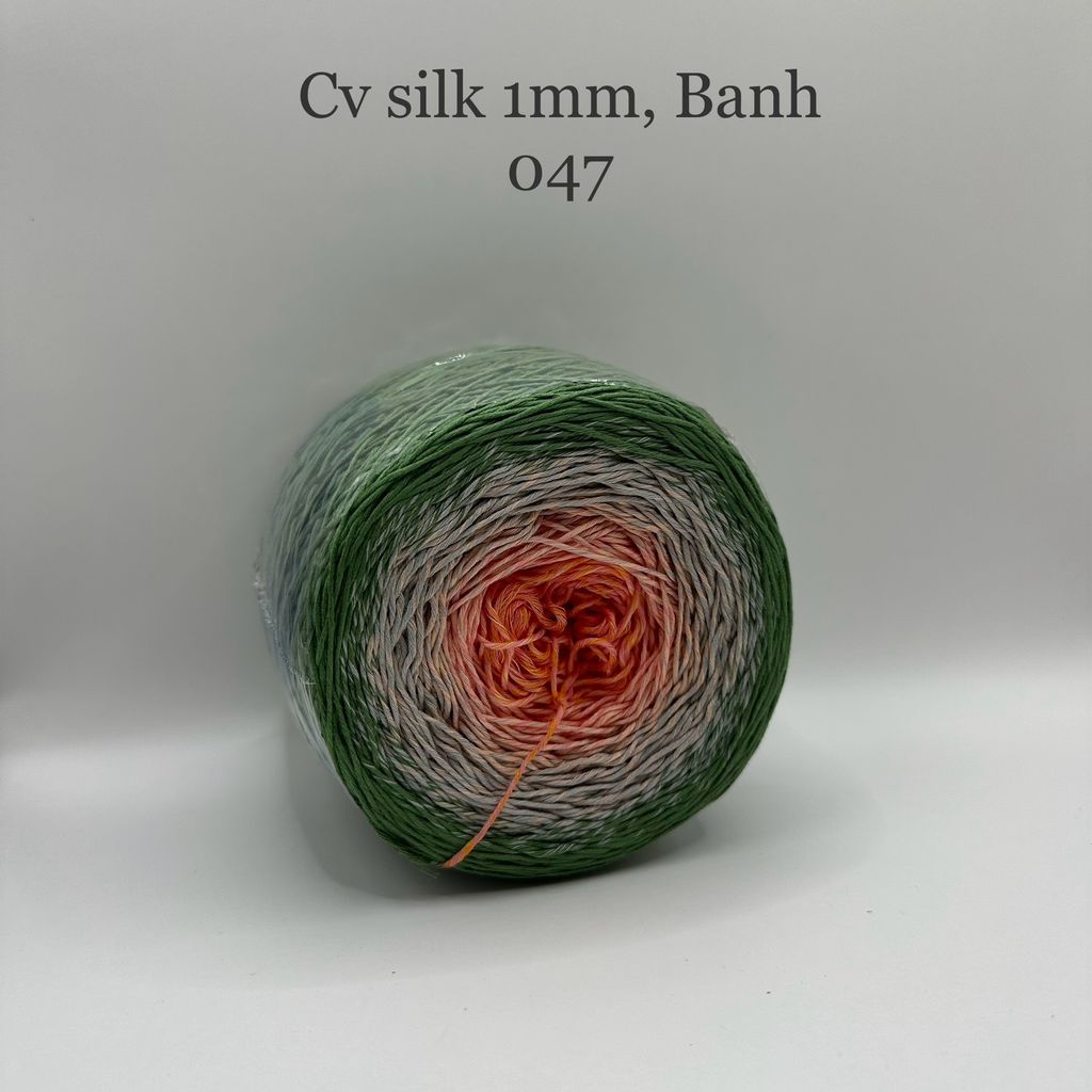 Cầu vồng sợi Silk, cỡ 1.0mm, 300g, dòng bánh, đan móc áo, váy, khăn