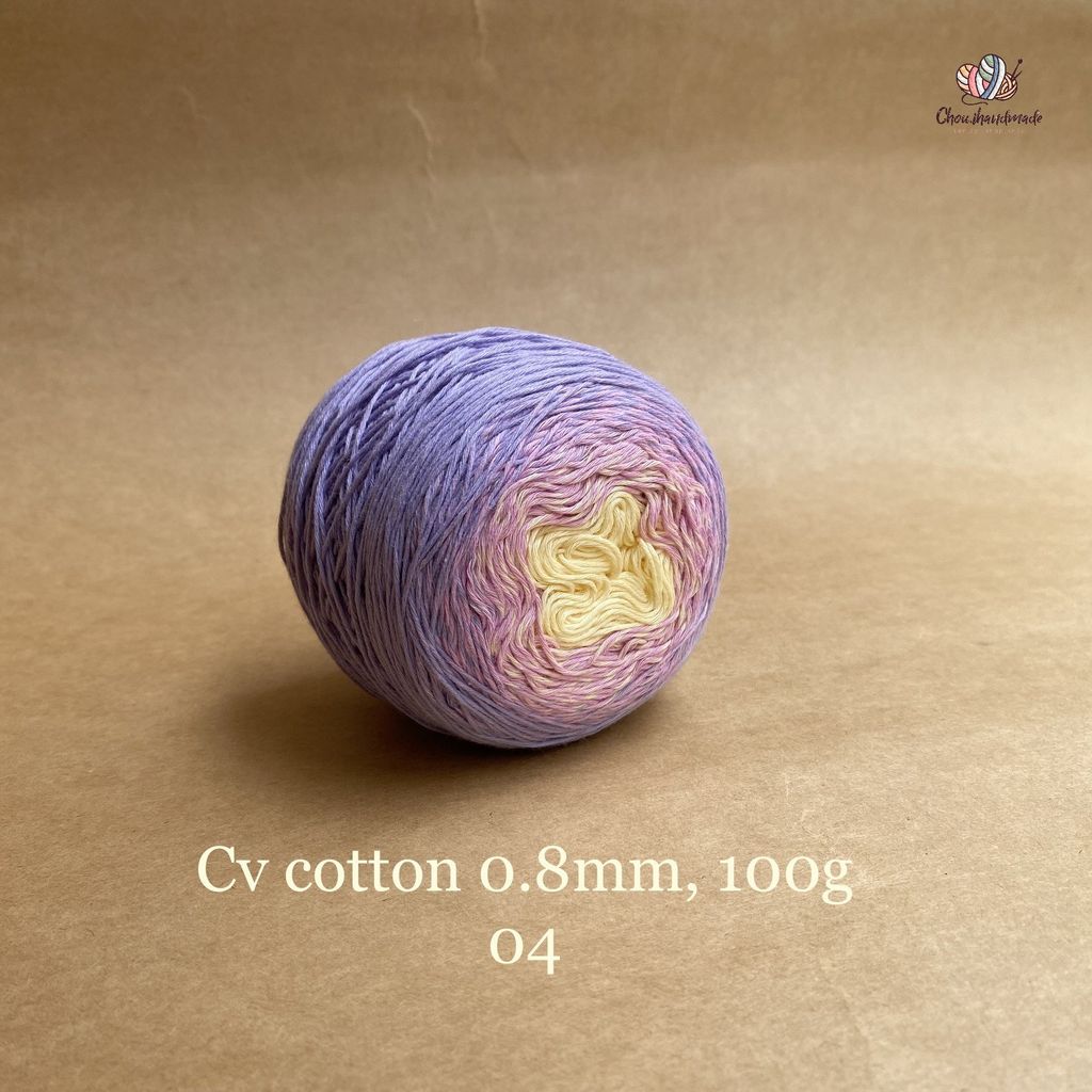 Sợi cầu vồng Cotton 0.8mm cuộn 100g, Chouihandmade, đan móc áo, váy