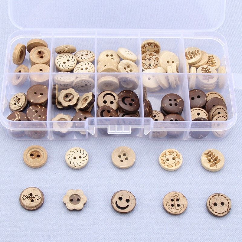 Hộp cúc gỗ, nhiều họa tiết, Chou.ihandmade