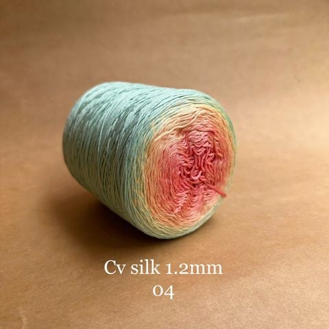 Cuộn sợi cầu vồng silk cỡ 1.2mm, đan móc áo, váy, khăn