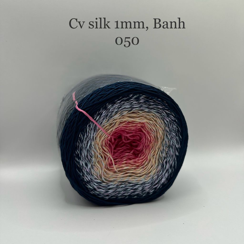Cầu vồng sợi Silk, cỡ 1.0mm, 300g, dòng bánh, đan móc áo, váy, khăn