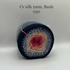 Cầu vồng sợi Silk, cỡ 1.0mm, 300g, dòng bánh, đan móc áo, váy, khăn