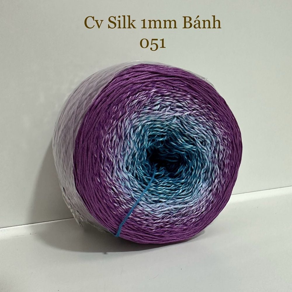 Cầu vồng sợi Silk, cỡ 1.0mm, 300g, dòng bánh, đan móc áo, váy, khăn