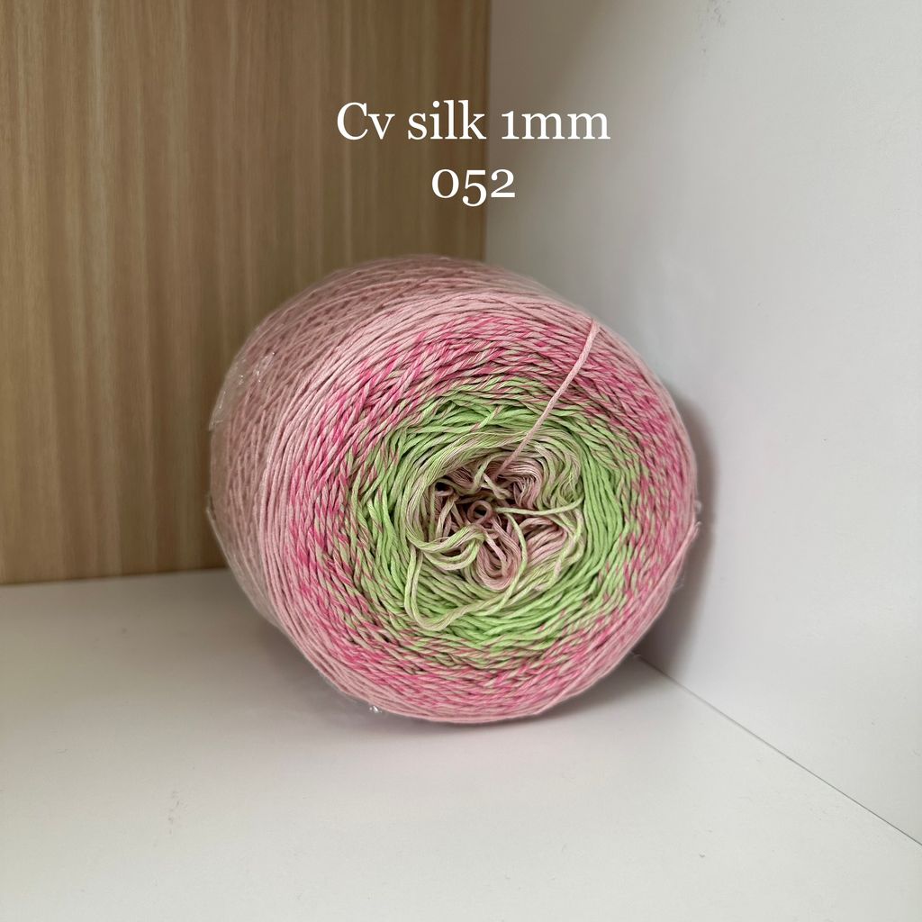Cầu vồng sợi Silk, cỡ 1.0mm, 300g, dòng bánh, đan móc áo, váy, khăn