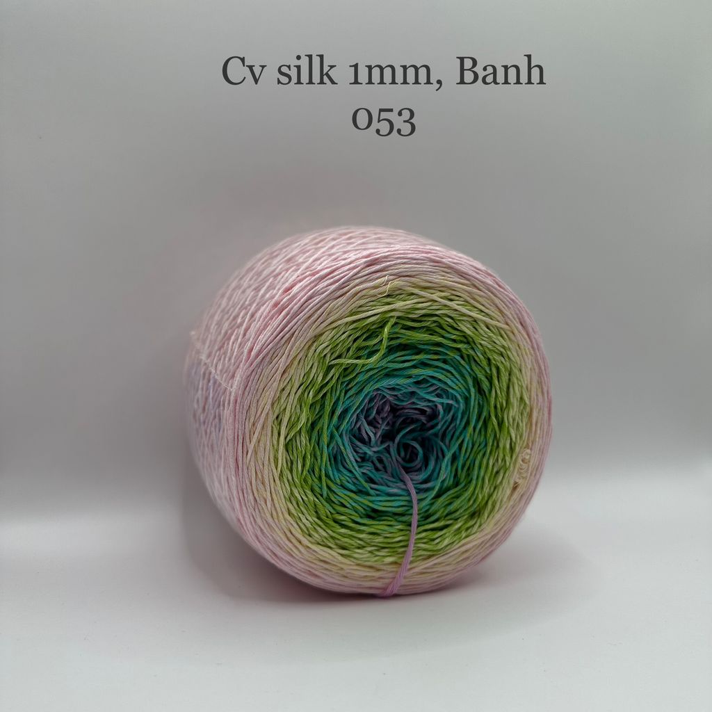 Cầu vồng sợi Silk, cỡ 1.0mm, 300g, dòng bánh, đan móc áo, váy, khăn