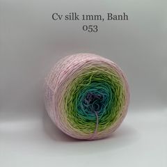 Cầu vồng sợi Silk, cỡ 1.0mm, 300g, dòng bánh, đan móc áo, váy, khăn