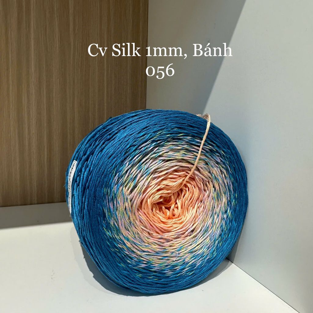 Cầu vồng sợi Silk, cỡ 1.0mm, 300g, dòng bánh, đan móc áo, váy, khăn