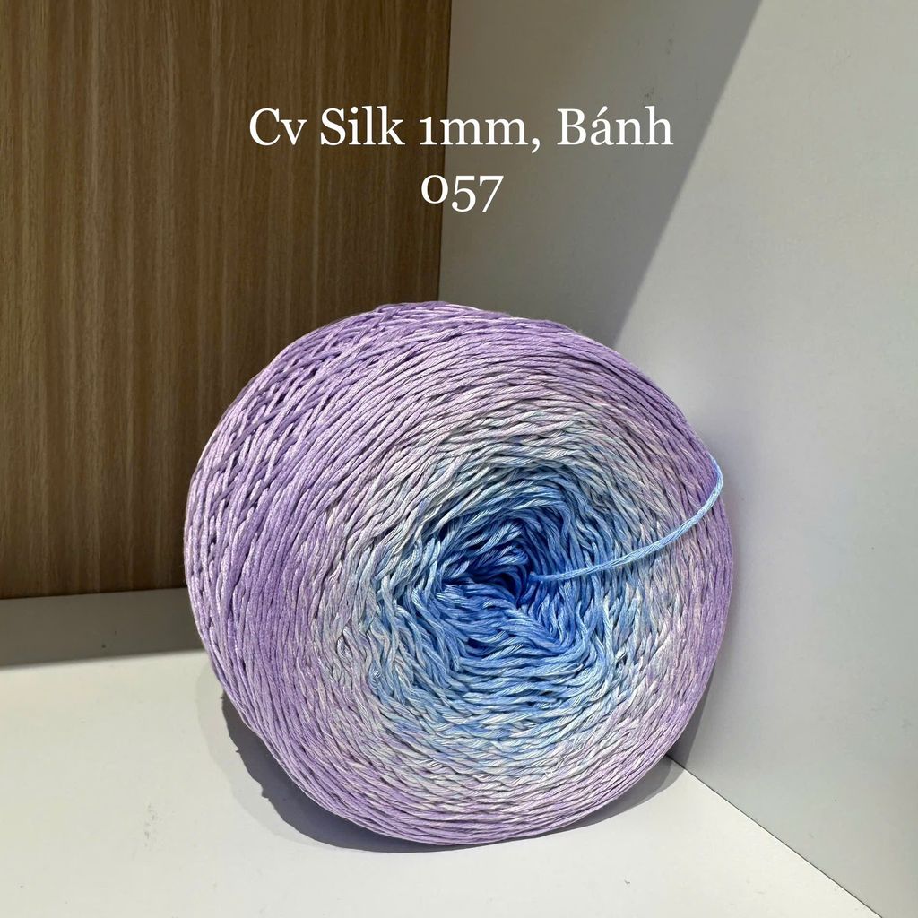Cầu vồng sợi Silk, cỡ 1.0mm, 300g, dòng bánh, đan móc áo, váy, khăn