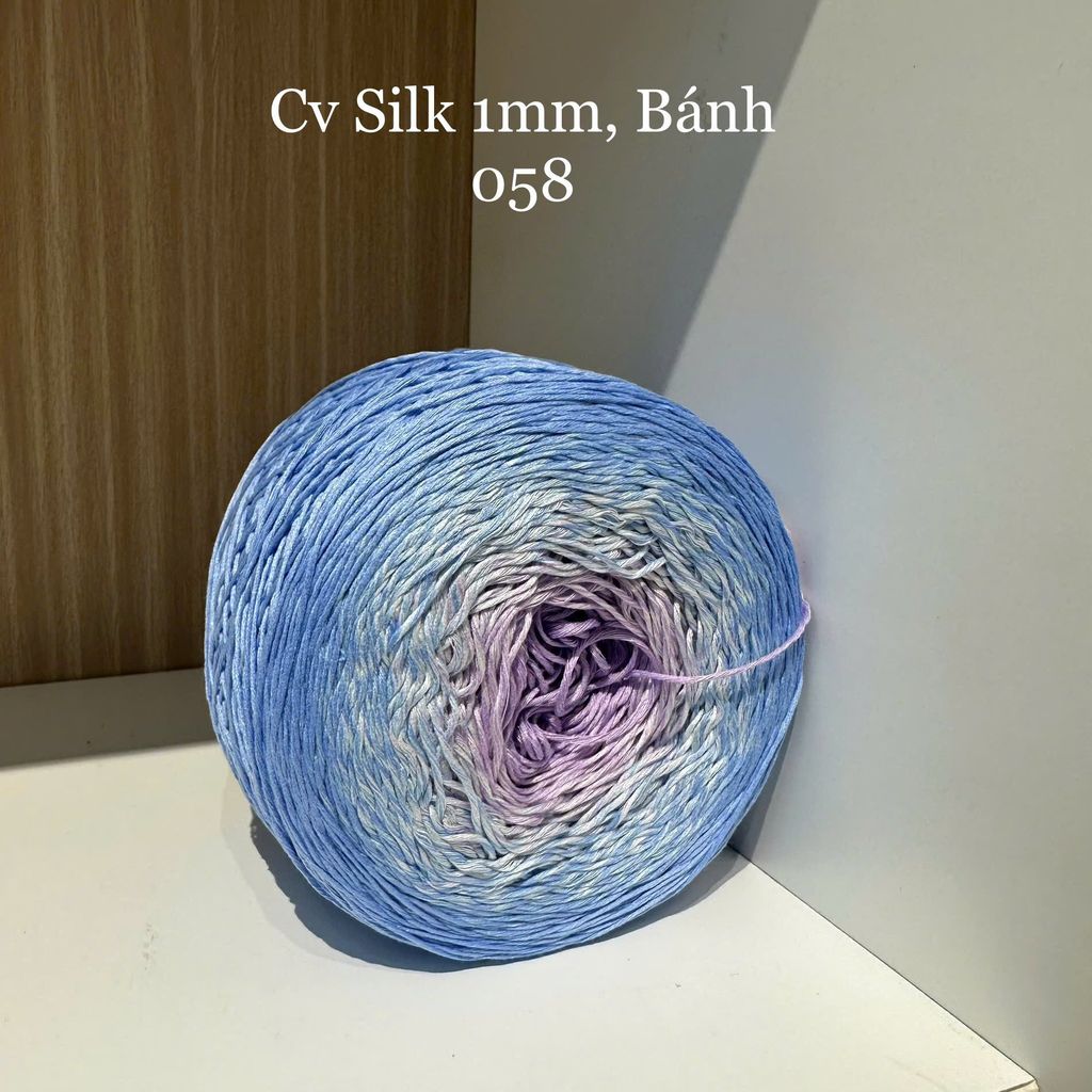 Cầu vồng sợi Silk, cỡ 1.0mm, 300g, dòng bánh, đan móc áo, váy, khăn