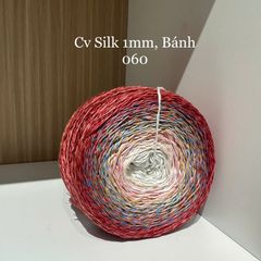 Cầu vồng sợi Silk, cỡ 1.0mm, 300g, dòng bánh, đan móc áo, váy, khăn