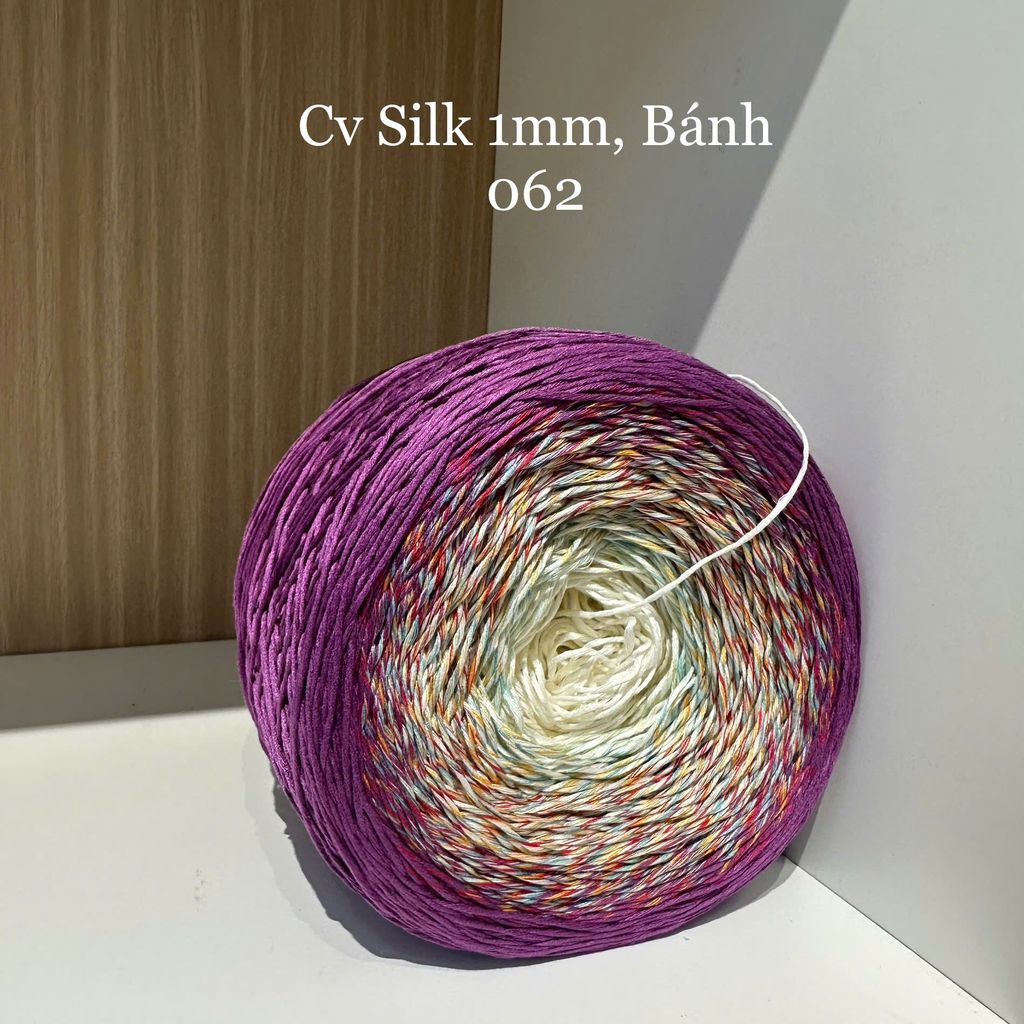 Cầu vồng sợi Silk, cỡ 1.0mm, 300g, dòng bánh, đan móc áo, váy, khăn