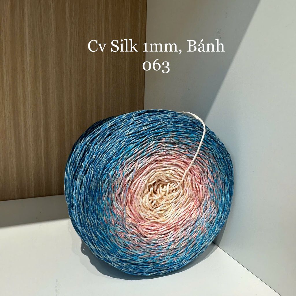 Cầu vồng sợi Silk, cỡ 1.0mm, 300g, dòng bánh, đan móc áo, váy, khăn